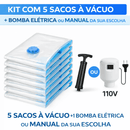 Kit 5 Sacos a Vácuo Organizadores + Bomba Manual ou Elétrica 110V